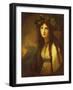 Portrait of Lady Hamilton as a Bacchante, Half Length, in a White Dress with a Blue Sash and a…-George Romney-Framed Giclee Print