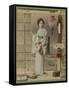 Portrait of Lady in Kimono with Fan-null-Framed Stretched Canvas