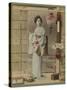 Portrait of Lady in Kimono with Fan-null-Stretched Canvas