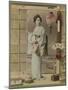 Portrait of Lady in Kimono with Fan-null-Mounted Photographic Print