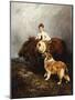 Portrait of Lady Margaret Douglas-Home with a Shetland Pony and a Collie-John Emms-Mounted Giclee Print