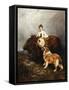 Portrait of Lady Margaret Douglas-Home with a Shetland Pony and a Collie-John Emms-Framed Stretched Canvas