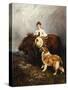 Portrait of Lady Margaret Douglas-Home with a Shetland Pony and a Collie-John Emms-Stretched Canvas