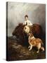 Portrait of Lady Margaret Douglas-Home with a Shetland Pony and a Collie-John Emms-Stretched Canvas