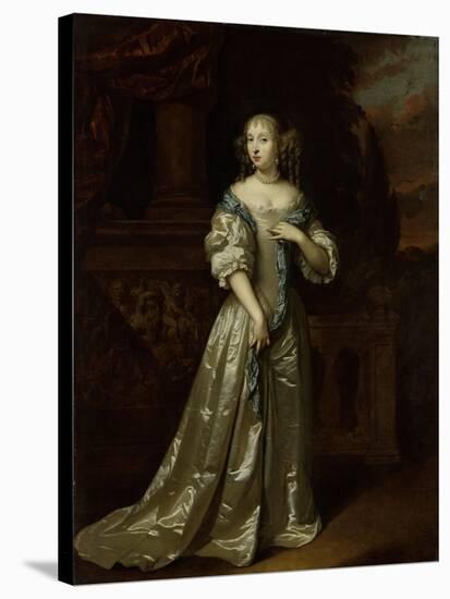 Portrait of Lady Philippina Staunton, Wife of Roelof Van Arkel, Lord of Burgst-Caspar Netscher-Stretched Canvas