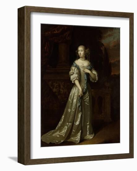 Portrait of Lady Philippina Staunton, Wife of Roelof Van Arkel, Lord of Burgst-Caspar Netscher-Framed Art Print