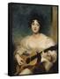 Portrait of Lady Wallscourt, a Striped Scarf Across Her Knees, Playing a Guitar-Sir Thomas Lawrence-Framed Stretched Canvas