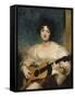 Portrait of Lady Wallscourt, a Striped Scarf Across Her Knees, Playing a Guitar-Sir Thomas Lawrence-Framed Stretched Canvas