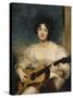 Portrait of Lady Wallscourt, a Striped Scarf Across Her Knees, Playing a Guitar-Sir Thomas Lawrence-Stretched Canvas