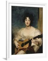 Portrait of Lady Wallscourt, a Striped Scarf Across Her Knees, Playing a Guitar-Sir Thomas Lawrence-Framed Giclee Print