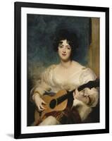 Portrait of Lady Wallscourt, a Striped Scarf Across Her Knees, Playing a Guitar-Sir Thomas Lawrence-Framed Giclee Print