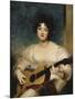 Portrait of Lady Wallscourt, a Striped Scarf Across Her Knees, Playing a Guitar-Sir Thomas Lawrence-Mounted Giclee Print