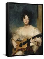 Portrait of Lady Wallscourt, a Striped Scarf Across Her Knees, Playing a Guitar-Sir Thomas Lawrence-Framed Stretched Canvas