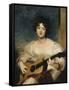 Portrait of Lady Wallscourt, a Striped Scarf Across Her Knees, Playing a Guitar-Sir Thomas Lawrence-Framed Stretched Canvas