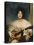 Portrait of Lady Wallscourt, a Striped Scarf Across Her Knees, Playing a Guitar-Sir Thomas Lawrence-Stretched Canvas