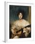 Portrait of Lady Wallscourt, a Striped Scarf Across Her Knees, Playing a Guitar-Sir Thomas Lawrence-Framed Giclee Print