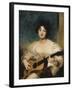 Portrait of Lady Wallscourt, a Striped Scarf Across Her Knees, Playing a Guitar-Sir Thomas Lawrence-Framed Giclee Print