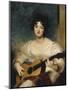 Portrait of Lady Wallscourt, a Striped Scarf Across Her Knees, Playing a Guitar-Sir Thomas Lawrence-Mounted Giclee Print