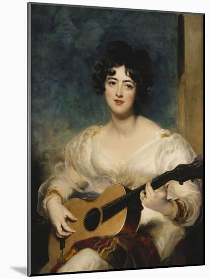 Portrait of Lady Wallscourt, a Striped Scarf Across Her Knees, Playing a Guitar-Sir Thomas Lawrence-Mounted Giclee Print