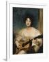 Portrait of Lady Wallscourt, a Striped Scarf Across Her Knees, Playing a Guitar-Sir Thomas Lawrence-Framed Giclee Print