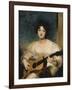 Portrait of Lady Wallscourt, a Striped Scarf Across Her Knees, Playing a Guitar-Sir Thomas Lawrence-Framed Giclee Print