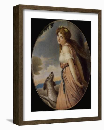 Portrait of Lady with Dog-Michele Cilea-Framed Giclee Print