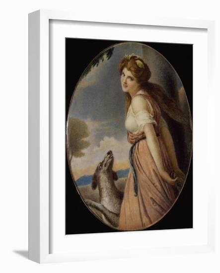 Portrait of Lady with Dog-Michele Cilea-Framed Giclee Print