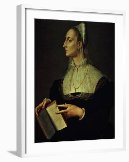 Portrait of Laura Battiferri, circa 1555-60-Agnolo Bronzino-Framed Giclee Print