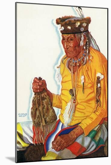 Portrait of Lazy Boy, a Blackfeet Medicine Man-Lantern Press-Mounted Art Print