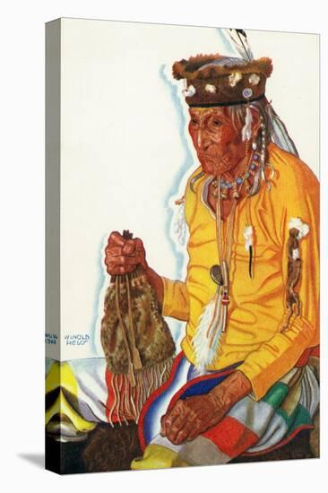 Portrait of Lazy Boy, a Blackfeet Medicine Man-Lantern Press-Stretched Canvas