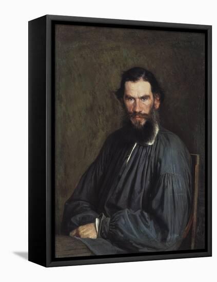 Portrait of Leon Tolstoy-Ivan Nikolaevich Kramskoi-Framed Stretched Canvas