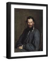 Portrait of Leon Tolstoy-Ivan Nikolaevich Kramskoi-Framed Art Print
