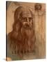 Portrait of Leonardo Da Vinci (With His "Vitruvian Man")-null-Stretched Canvas