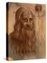 Portrait of Leonardo Da Vinci (With His "Vitruvian Man")-null-Stretched Canvas