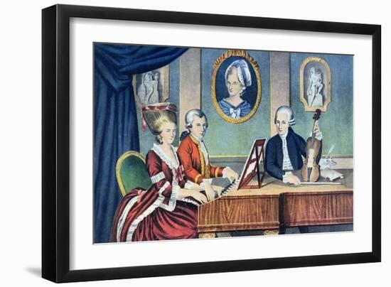 Portrait of Leopold Mozart and His Children, Wolfgang Amadeus and Maria Anna 1780-81-null-Framed Giclee Print