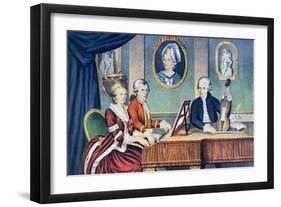 Portrait of Leopold Mozart and His Children, Wolfgang Amadeus and Maria Anna 1780-81-null-Framed Giclee Print