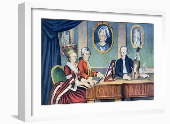 Portrait of Leopold Mozart and His Children, Wolfgang Amadeus and Maria Anna 1780-81-null-Framed Giclee Print