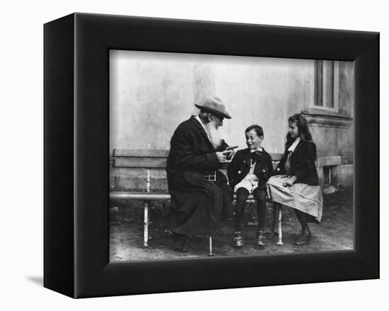 Portrait of Lev Nikolaevich Tolstoy with His Grandchildren-null-Framed Giclee Print