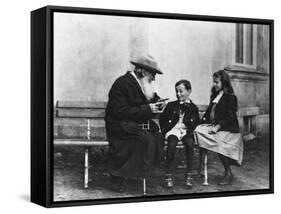 Portrait of Lev Nikolaevich Tolstoy with His Grandchildren-null-Framed Stretched Canvas