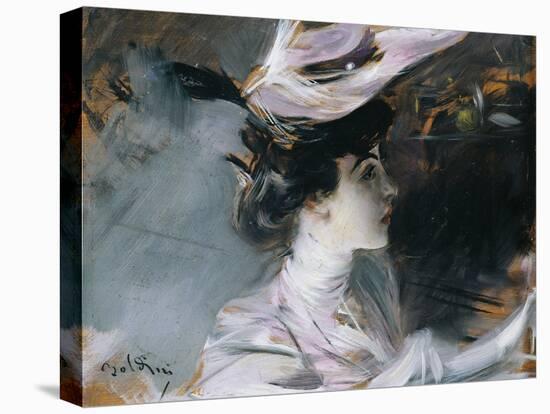 Portrait of Lina Cavalieri with New Hat-Giovanni Boldini-Stretched Canvas