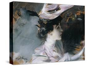 Portrait of Lina Cavalieri with New Hat-Giovanni Boldini-Stretched Canvas