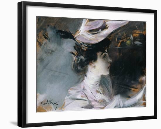 Portrait of Lina Cavalieri with New Hat-Giovanni Boldini-Framed Giclee Print