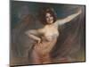 Portrait of Loie Fuller (Oil on Canvas)-Felix Hippolyte-lucas-Mounted Giclee Print