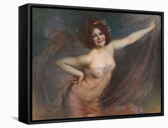 Portrait of Loie Fuller (Oil on Canvas)-Felix Hippolyte-lucas-Framed Stretched Canvas