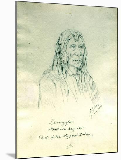 Portrait of Looking Glass Apash-Wa-Hay-Ikt Chief of the Nez Perce Indians-Gustav Sohon-Mounted Giclee Print