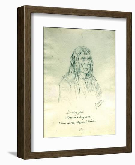 Portrait of Looking Glass Apash-Wa-Hay-Ikt Chief of the Nez Perce Indians-Gustav Sohon-Framed Premium Giclee Print