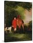 Portrait of Lord Lismore in a Hunting Coat with His Bay Hunter and a Hound, in a Landscape, a…-John E. Ferneley-Stretched Canvas