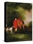 Portrait of Lord Lismore in a Hunting Coat with His Bay Hunter and a Hound, in a Landscape, a…-John E. Ferneley-Stretched Canvas