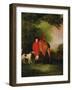 Portrait of Lord Lismore in a Hunting Coat with His Bay Hunter and a Hound, in a Landscape, a…-John E. Ferneley-Framed Giclee Print