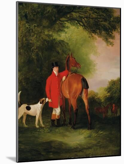 Portrait of Lord Lismore in a Hunting Coat with His Bay Hunter and a Hound, in a Landscape, a…-John E. Ferneley-Mounted Giclee Print